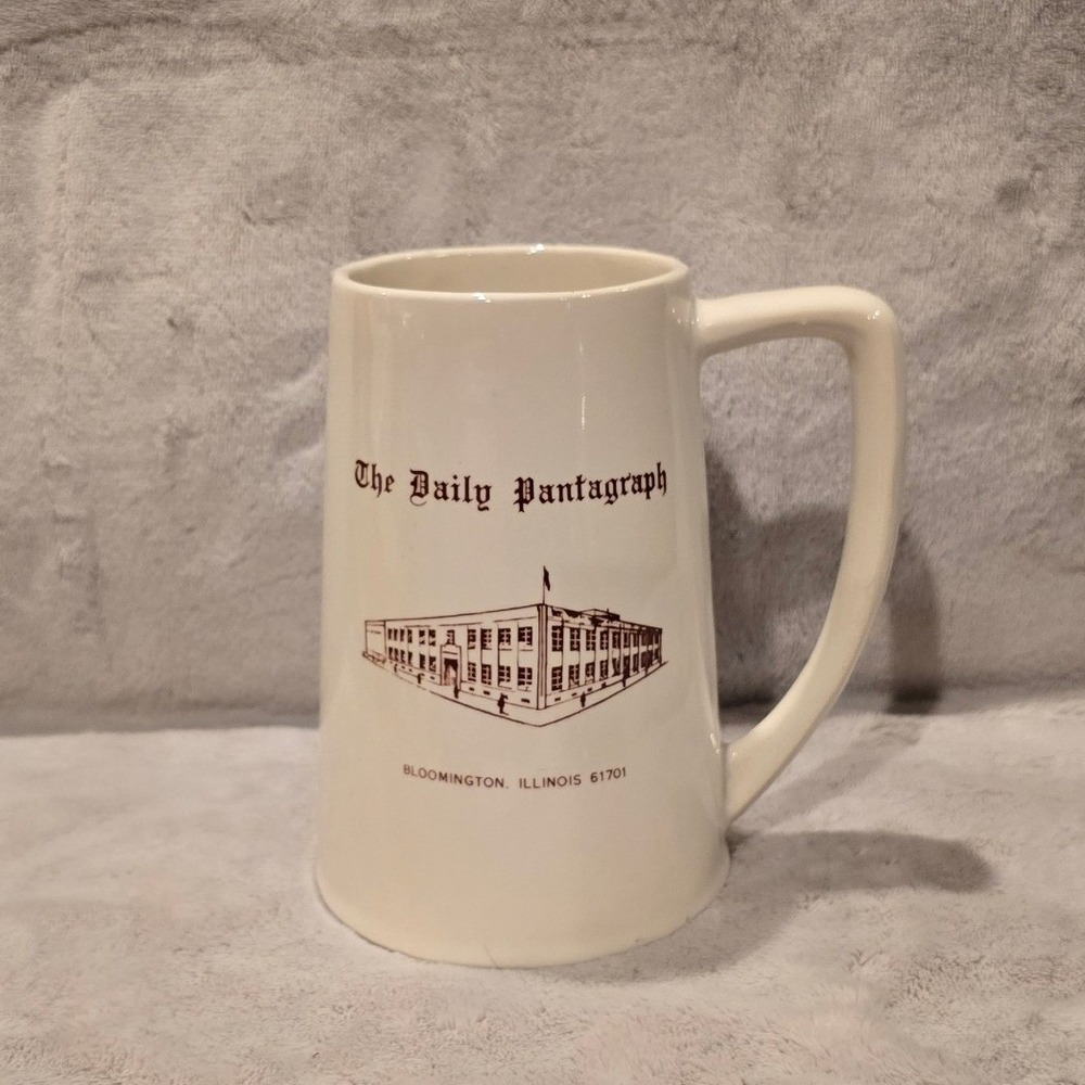 Vintage The Daily Pantagraph Bloomington Illinois Newspaper Ceramic Beer Stein